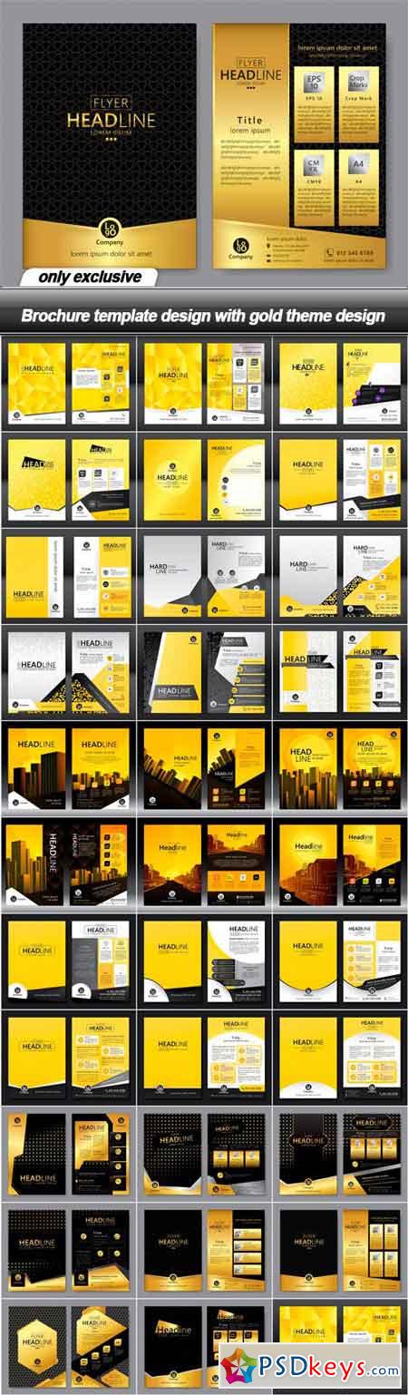 Brochure template design with gold theme design - 32 EPS