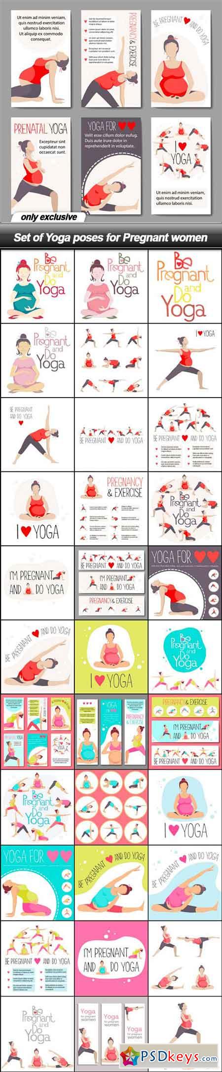 Set of Yoga poses for Pregnant women - 34 EPS