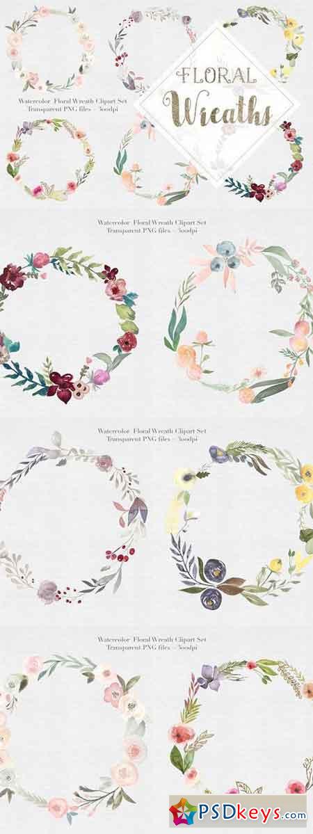 Watercolor Floral Wreaths Vol.1 486162