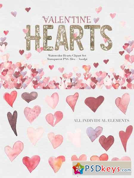 Watercolor Valentine Hearts 515846