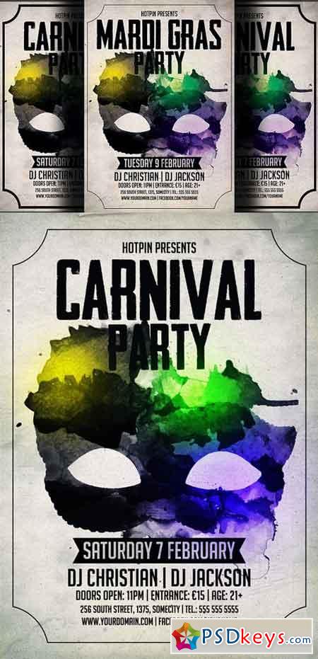Carnival & Mardi Gras Party Flyer 1238381