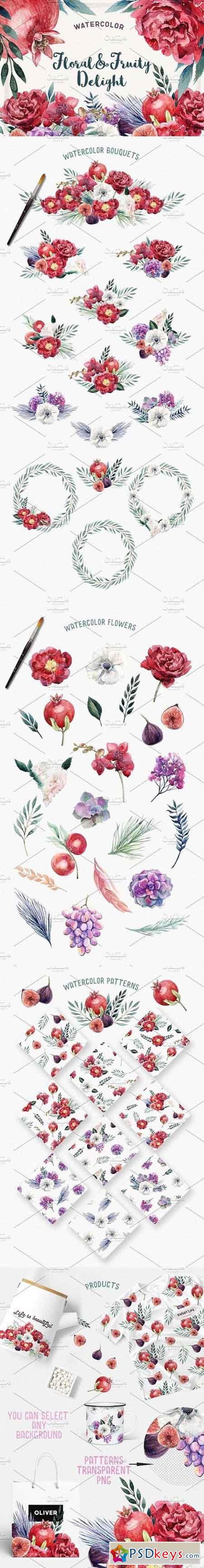 Watercolor Floral & Fruity Delight 949088