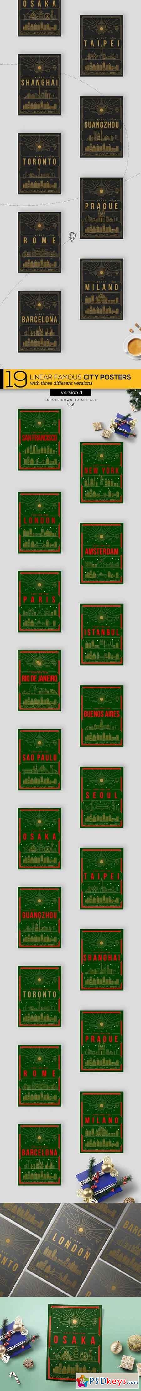 19 Linear Famous City Posters 1229373