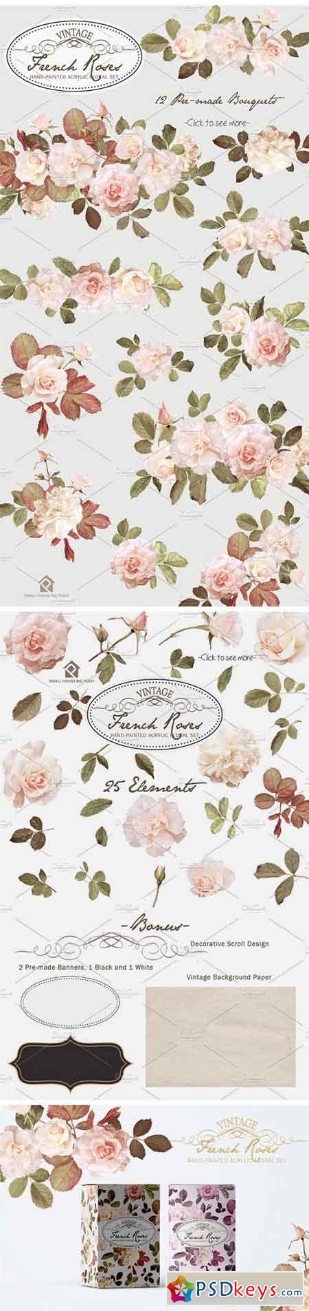 Vintage French Roses - Acrylic Paint 1213134