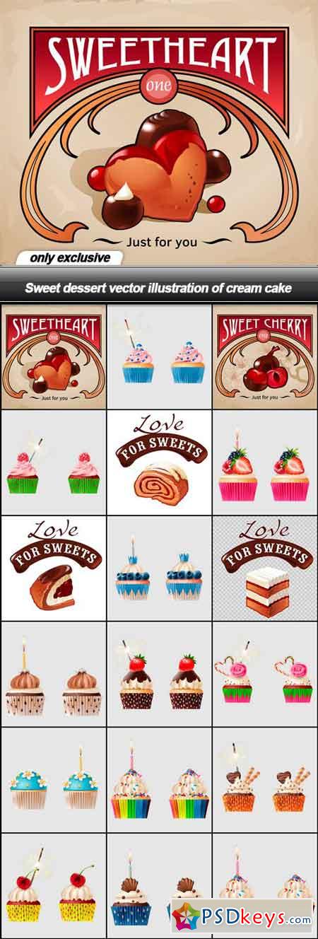 Sweet dessert vector illustration of cream cake - 17 EPS