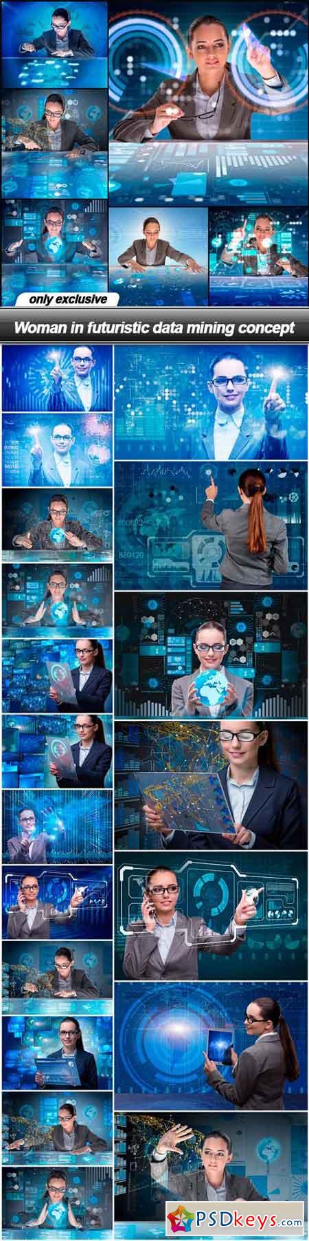Woman in futuristic data mining concept - 25 UHQ JPEG