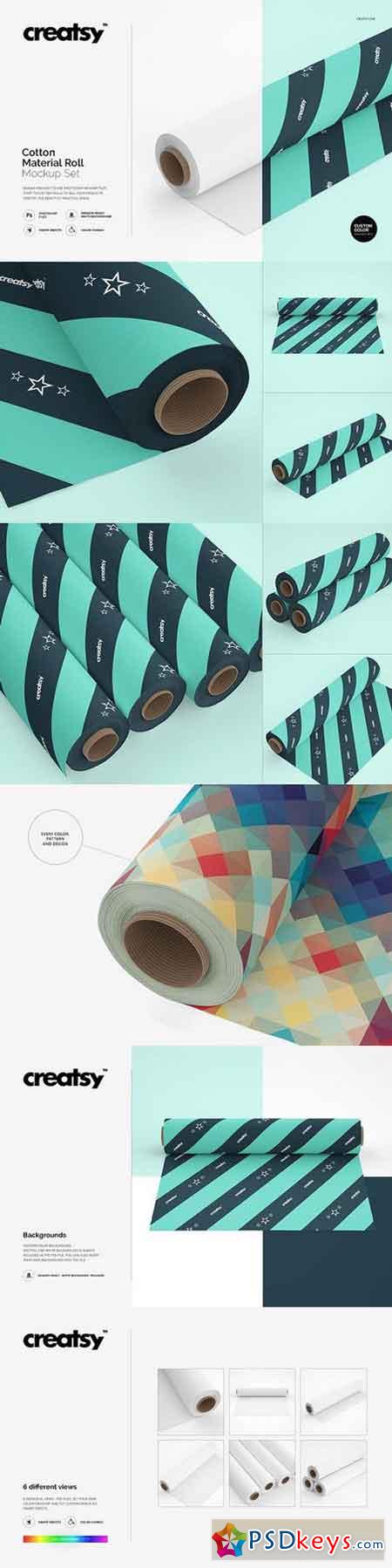 Cotton Material Roll Mockup Set 1249764