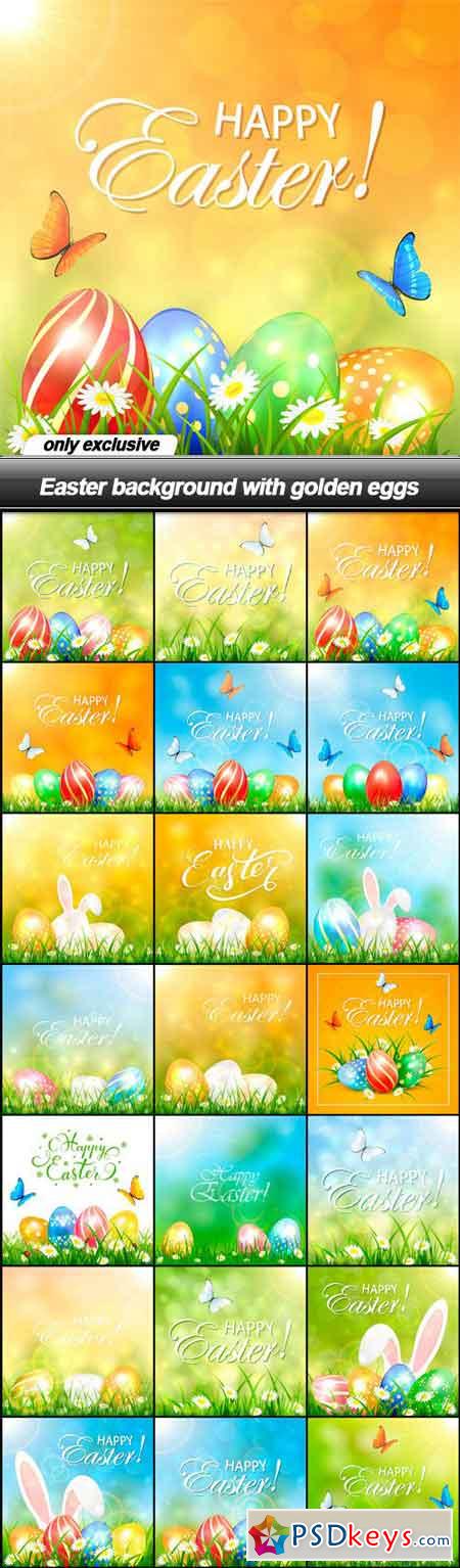 Easter background with golden eggs - 21 EPS