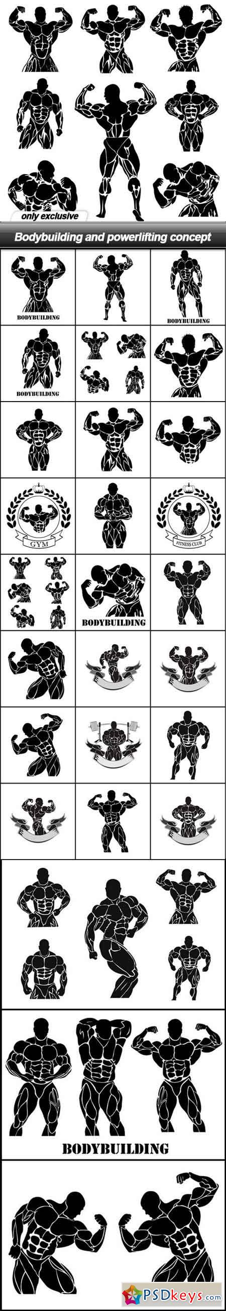 Bodybuilding and powerlifting concept - 28 EPS