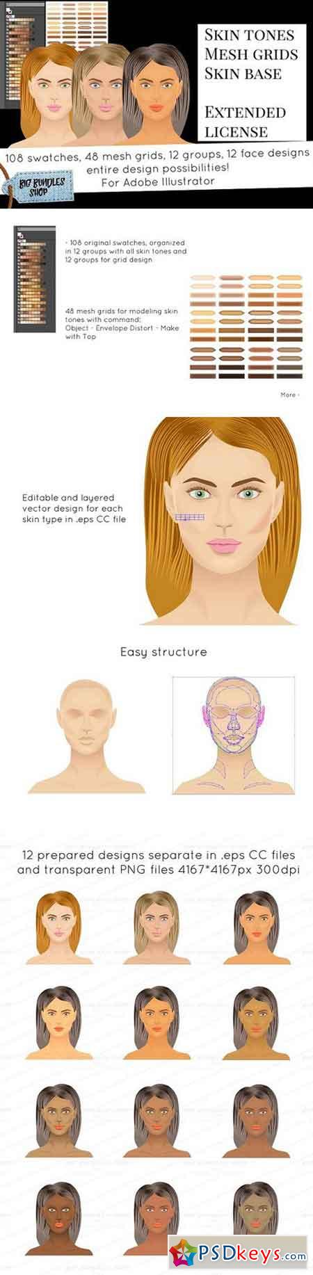 Skin tones - Adobe illustrator 1259588