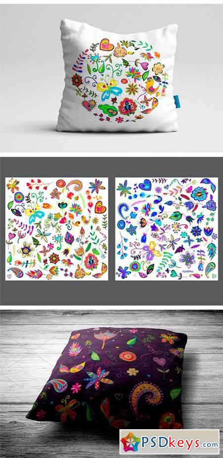 Floral Elements and Backgrounds Set 1237451