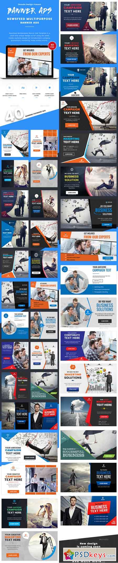 Newsfeed Multipurpose Banner Ads - 40 PSD [02 Size Each] 17049882