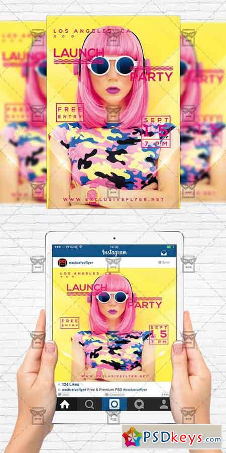 Launch Party - Flyer Template + Instagram Size Flyer