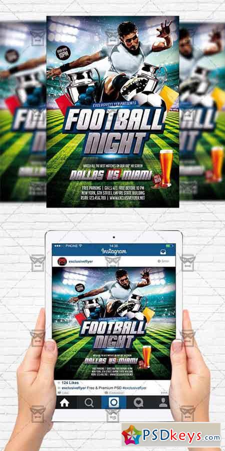 Football Night - Flyer Template + Instagram Size Flyer