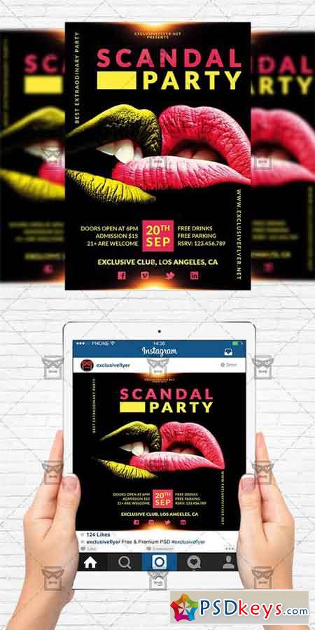 Scandal Party - Flyer Template + Instagram Size Flyer