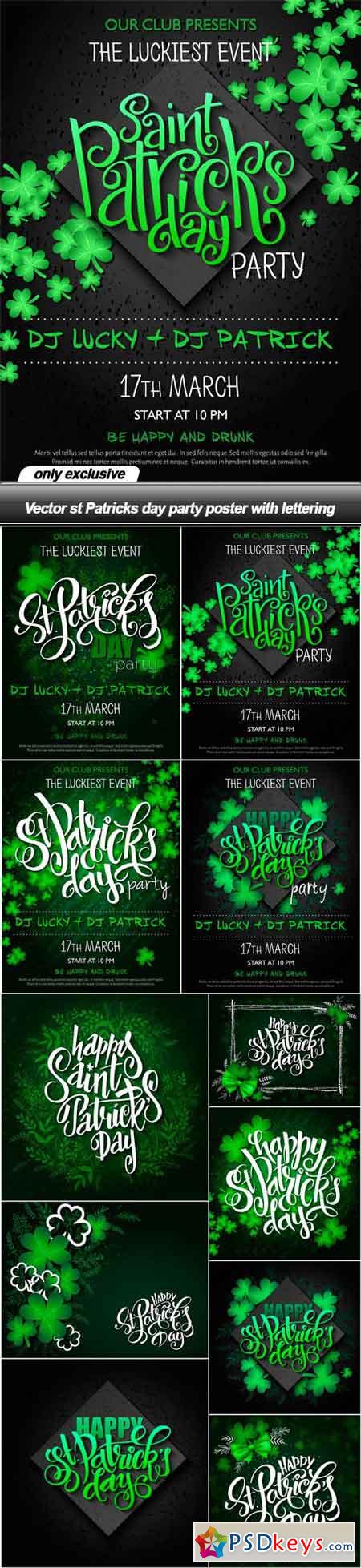 Vector st Patricks day party poster with lettering - 11 EPS
