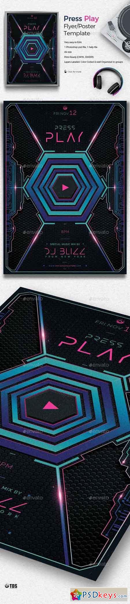 Press Play Flyer Template 19488077