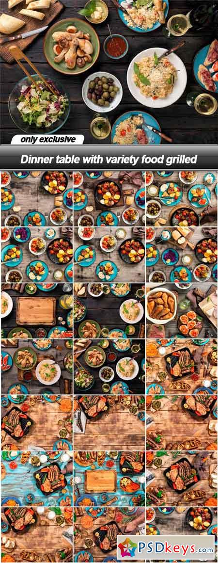Dinner table with variety food grilled - 20 UHQ JPEG