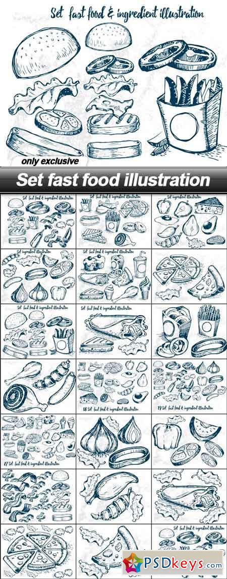 Set fast food illustration - 20 EPS