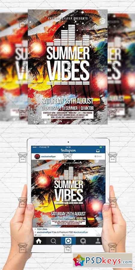 Summer Vibes - Flyer Template + Instagram Size Flyer