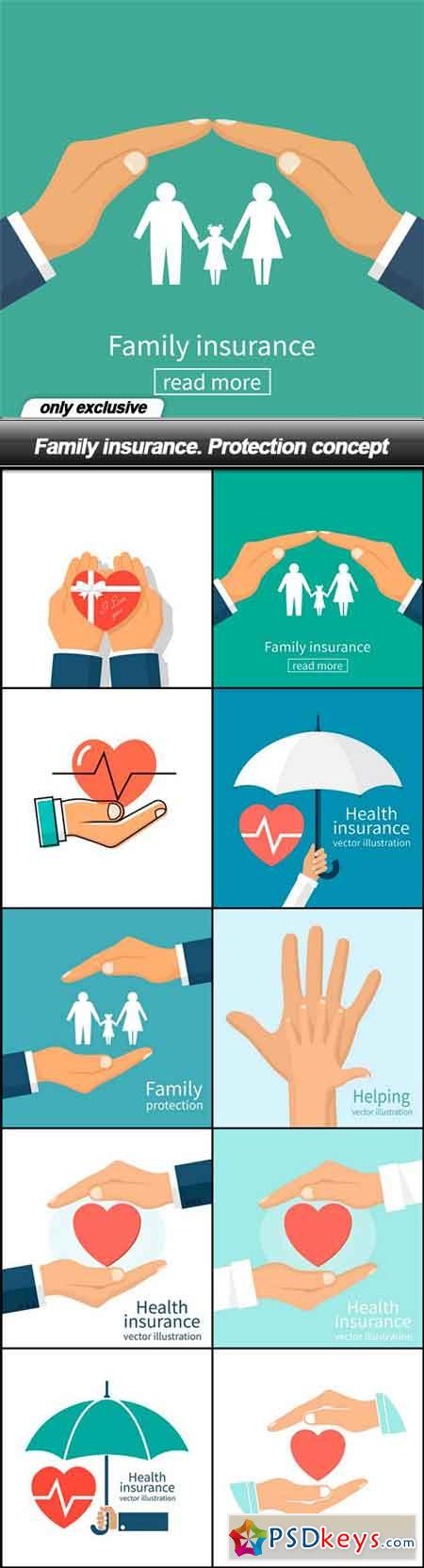 Family insurance. Protection concept - 10 EPS