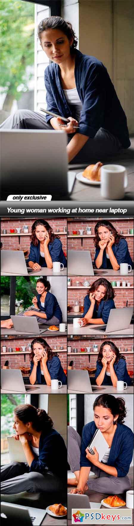 Young woman working at home near laptop - 9 UHQ JPEG
