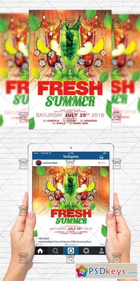 Fresh Summer - Flyer Template + Instagram Size Flyer