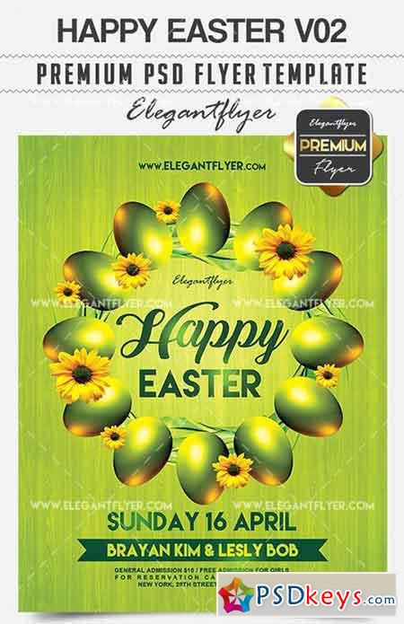 Happy Easter V02  Flyer PSD Template + Facebook Cover