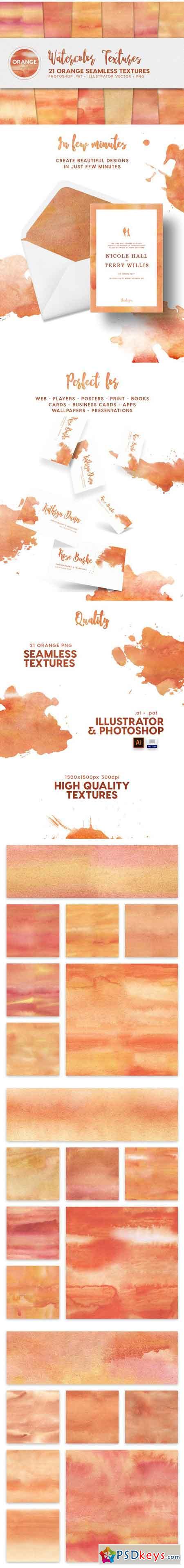 Watercolor Seamless Textures Orange 1235882