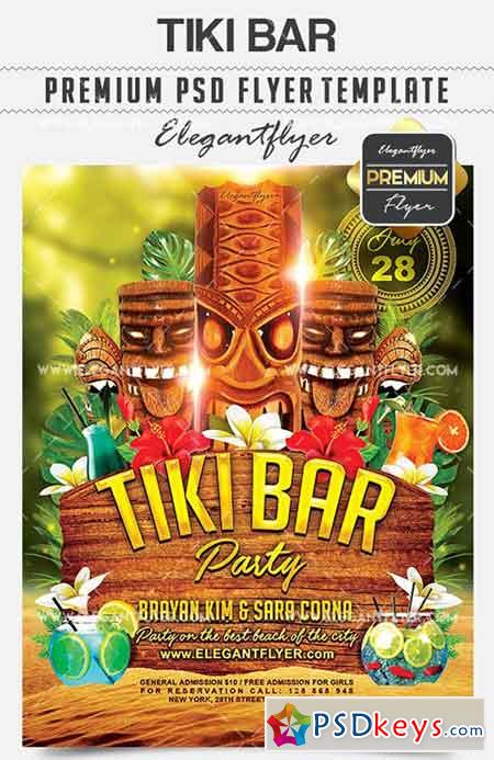 Tiki Bar  Flyer PSD Template + Facebook Cover