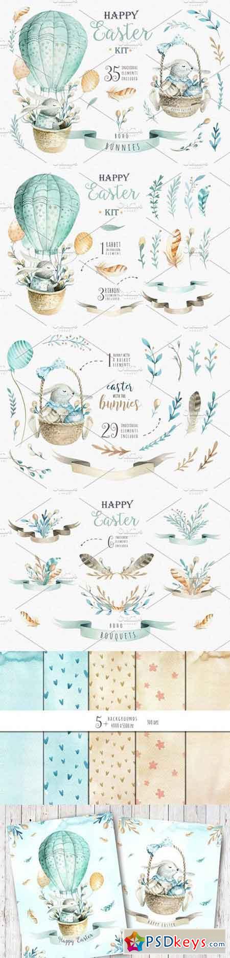 Happy easter with bunnies I 1269937