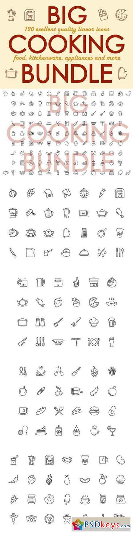 120+ Cooking linear icons bundle 1218261