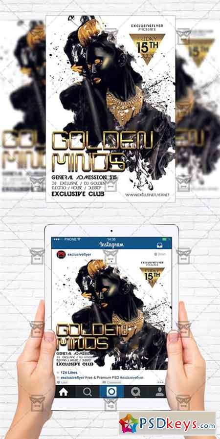 Golden Minds - Flyer Template + Instagram Size Flyer