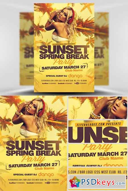 Sunset Spring Break Party Flyer Template