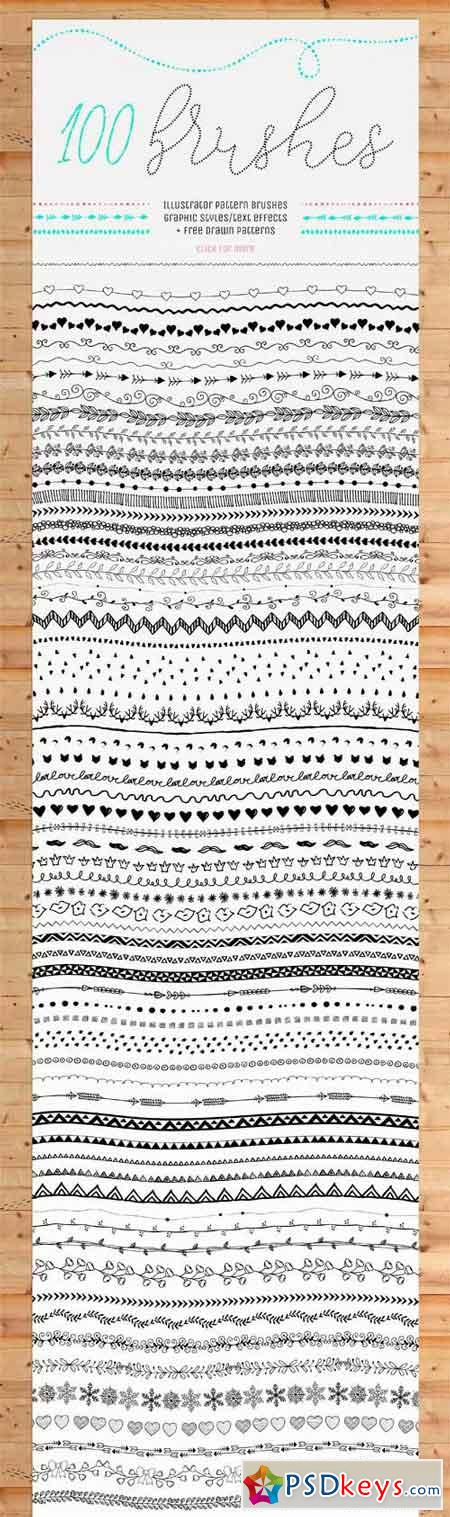100 Pattern Brushes+9 Graphic Styles  1295447