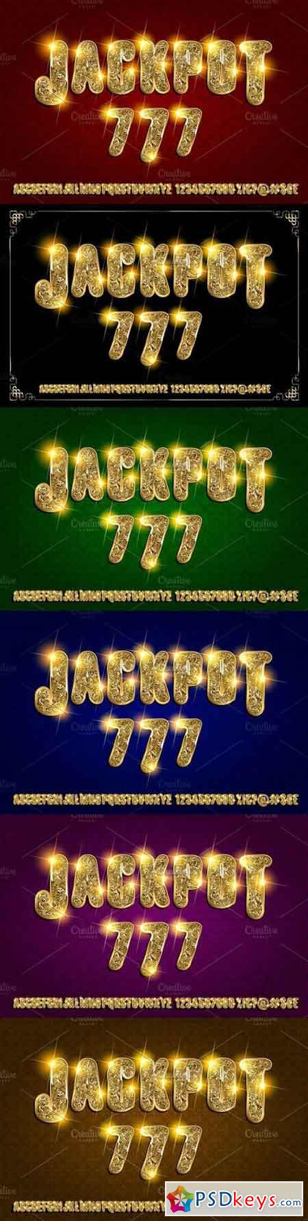 Jackpot. Golden glowing alphabet set 1172668