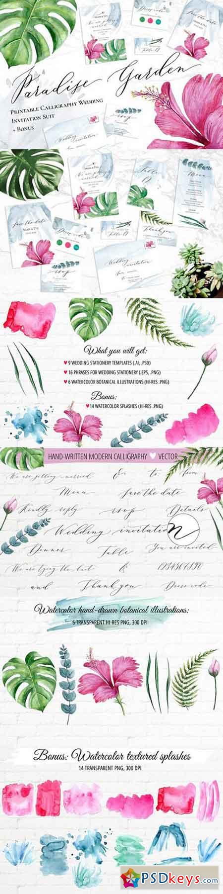 Calligraphy Wedding Invitation Suit 1272196