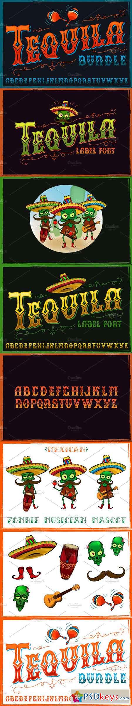 Tequila bundle, font, mascots & more 1217821