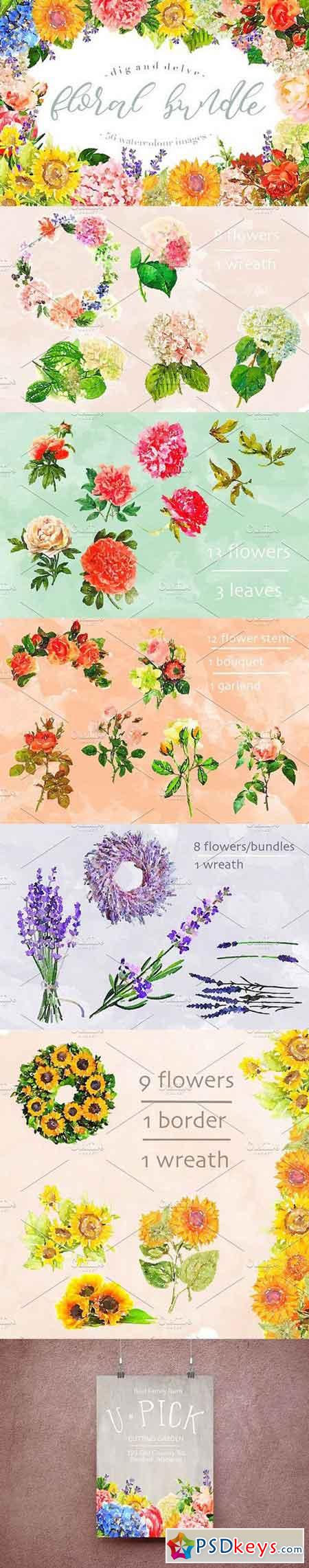 Watercolour Floral Bundle 1227176
