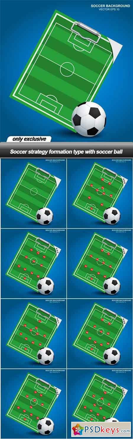 Soccer strategy formation type with soccer ball - 8 EPS