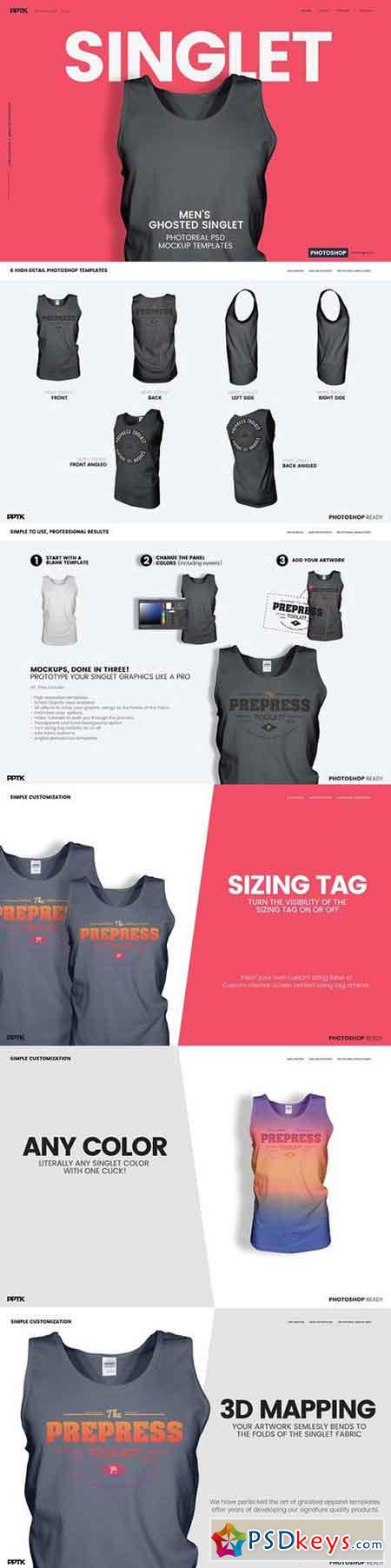 Men's Ghosted Singlet Templates 1278430