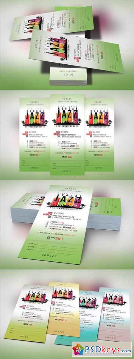 Reggae Jazz Concert Ticket Template 1303793