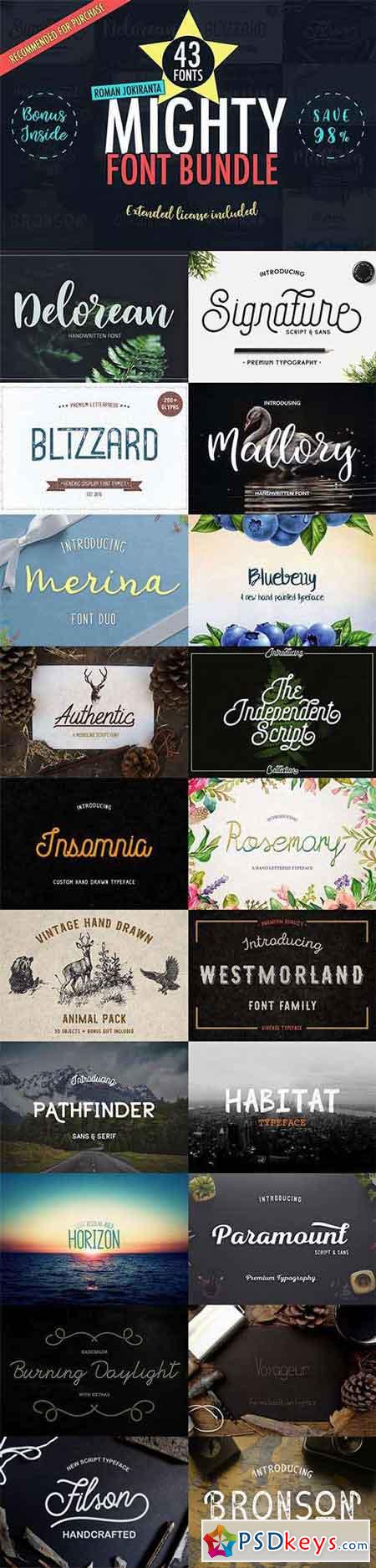 43 MIGHTY FONT BUNDLE 1176484