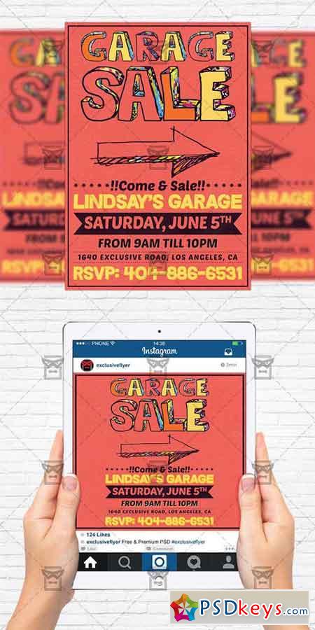 Garage Sale - Flyer Template + Instagram Size Flyer