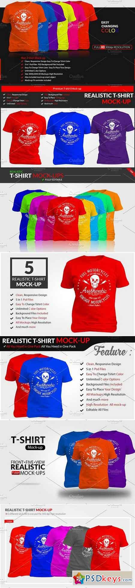 Realistic Tshirt Mockup v.1 1322253 » Free Download Photoshop Vector ...