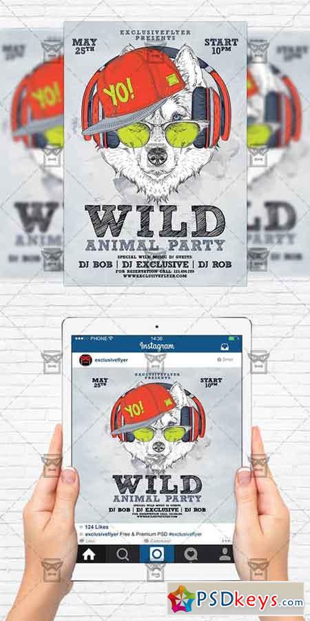 Animal Wild Party - Flyer Template + Instagram Size Flyer