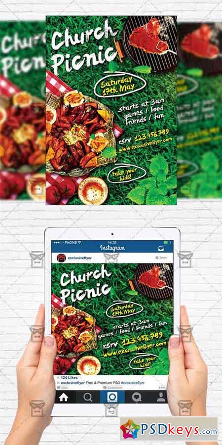 Church Picnic - Flyer Template + Instagram Size Flyer