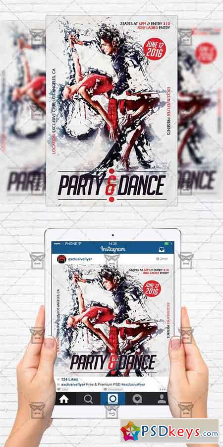 Party and Dance - Flyer Template + Instagram Size Flyer