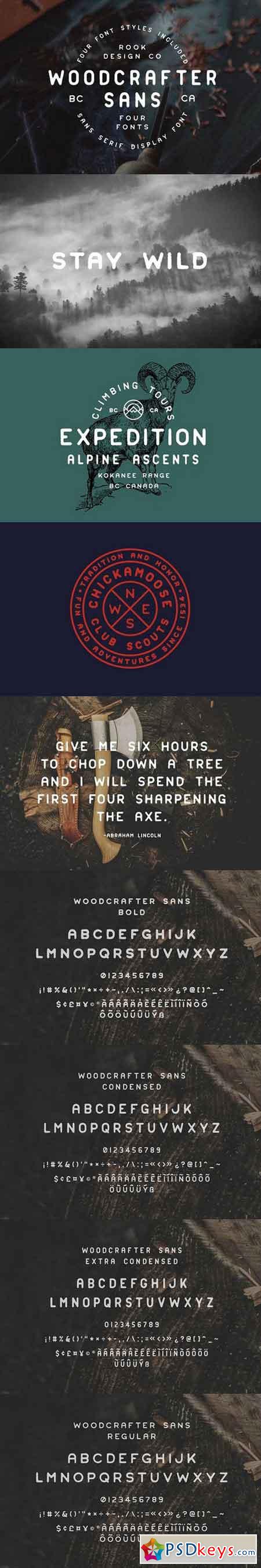 Woodcrafter Sans - 4 Font Family 1351417