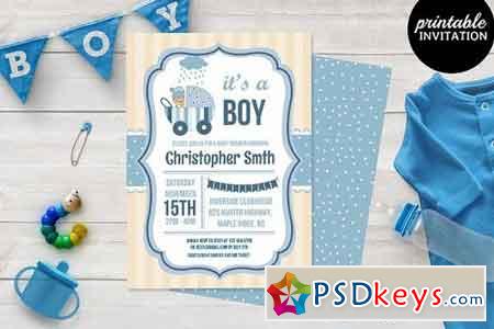 Boy Baby Shower Invitation Template 1322214